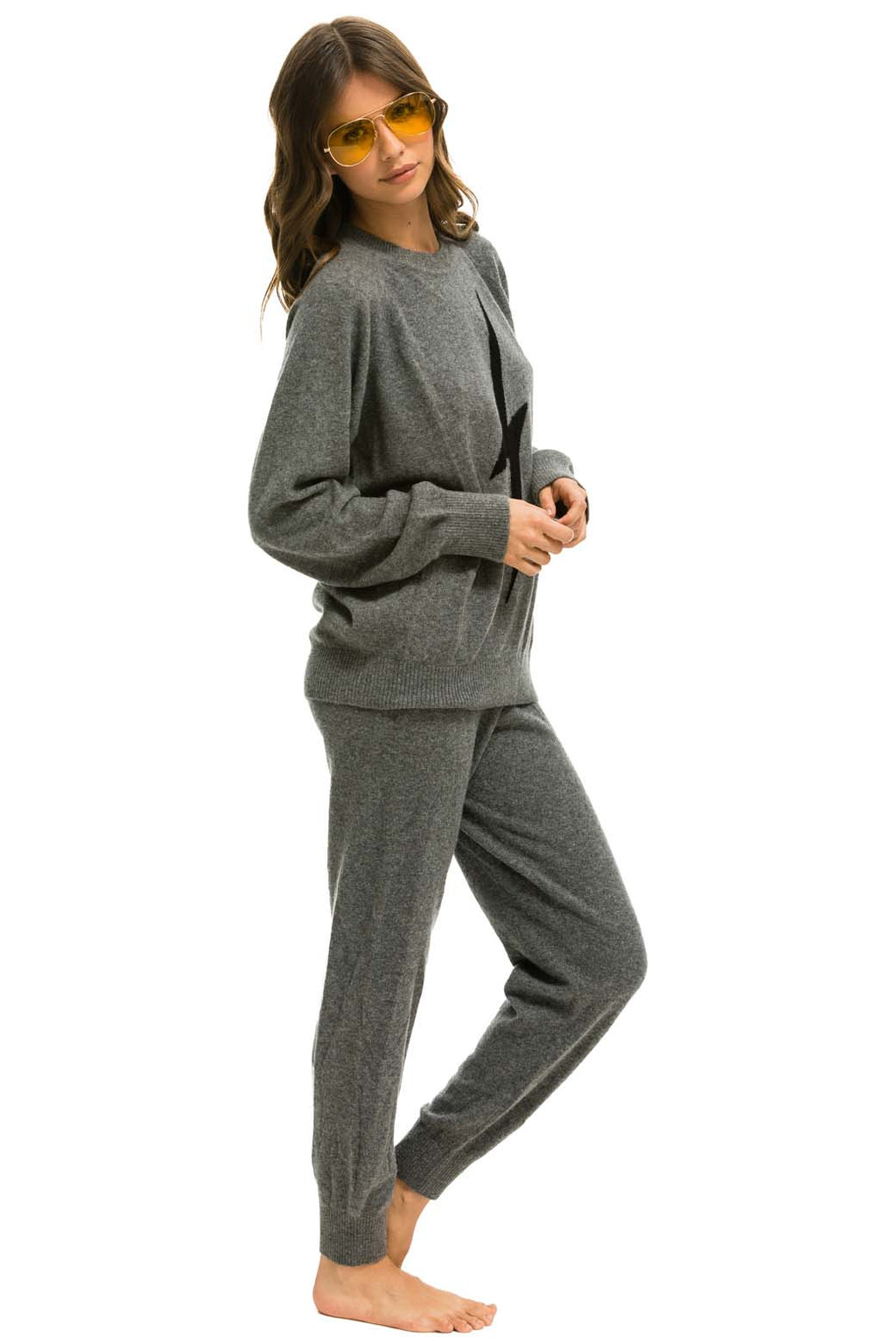Classic BOLT CASHMERE LIGHT SWEATER PANT - DEEP HEATHER BLACK BOLT