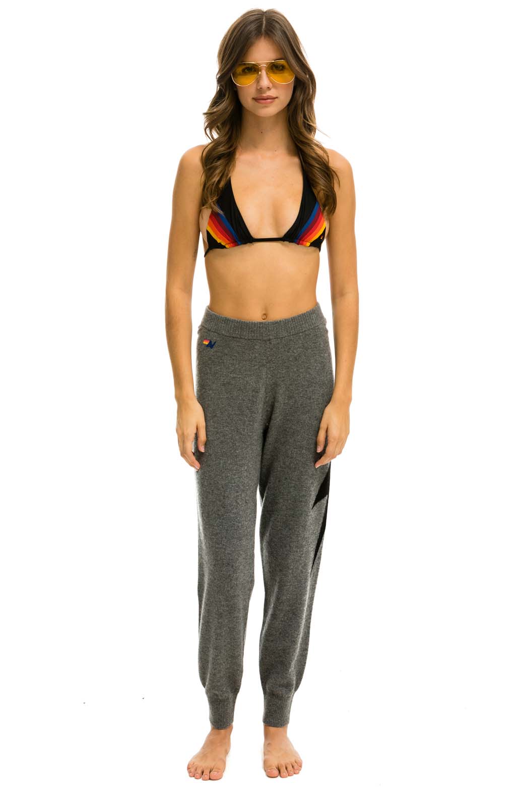 Classic BOLT CASHMERE LIGHT SWEATER PANT - DEEP HEATHER BLACK BOLT