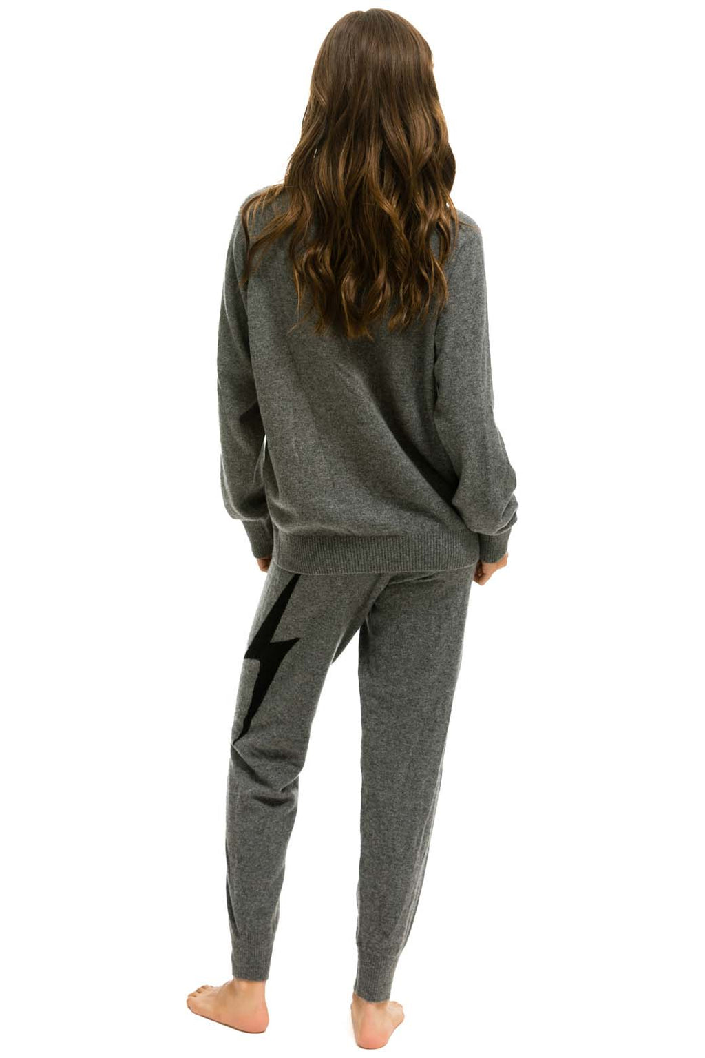 Classic BOLT CASHMERE LIGHT SWEATER PANT - DEEP HEATHER BLACK BOLT
