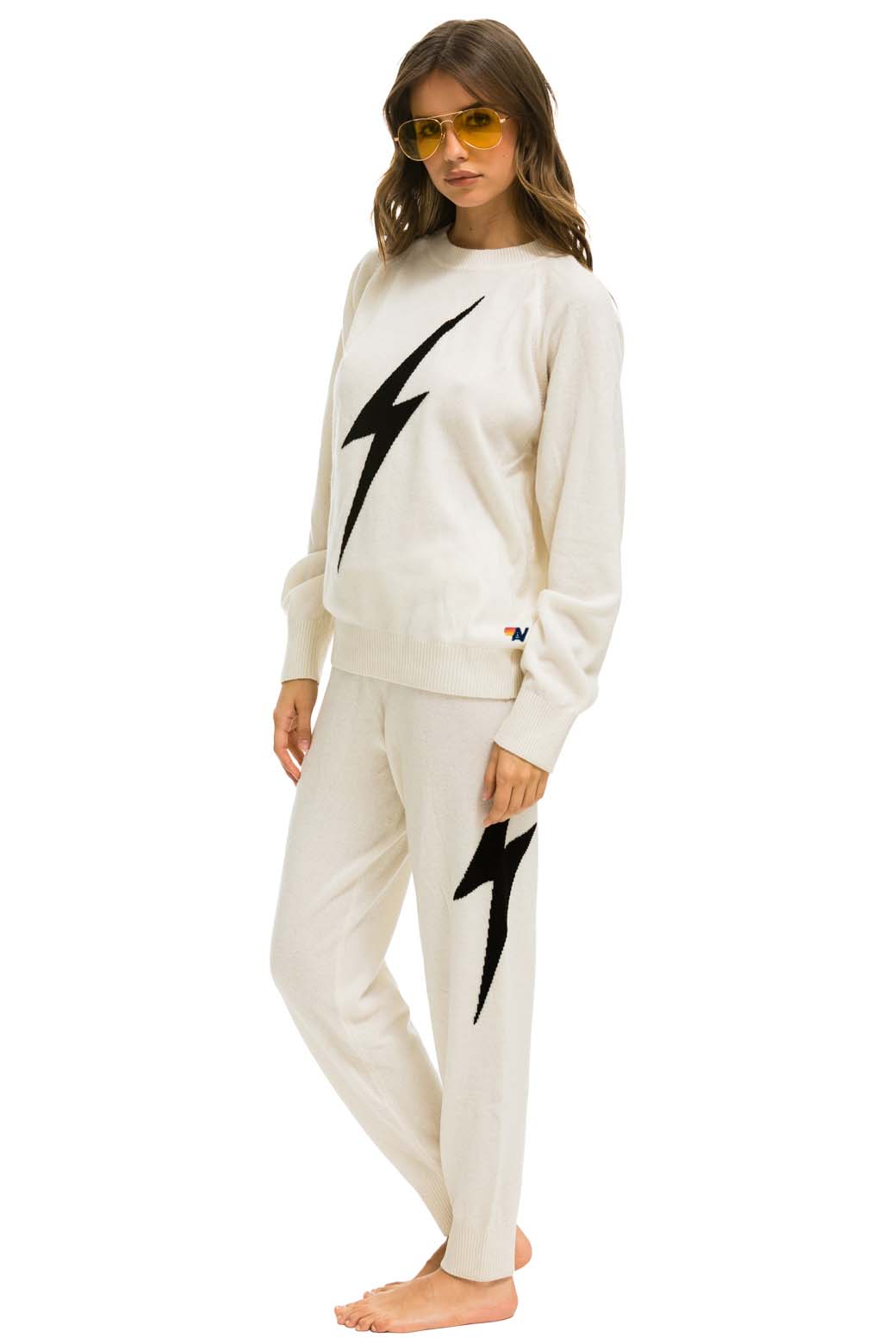 Classic BOLT CASHMERE LIGHT SWEATER PANT - VINTAGE WHITE BLACK BOLT