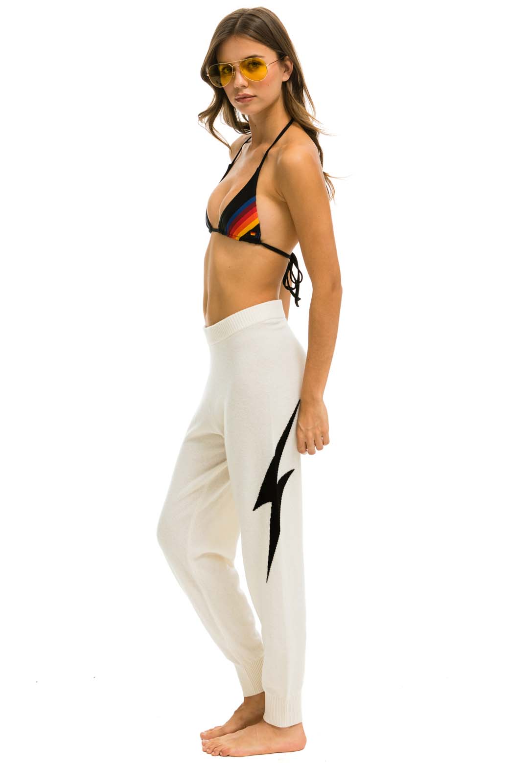 Classic BOLT CASHMERE LIGHT SWEATER PANT - VINTAGE WHITE BLACK BOLT