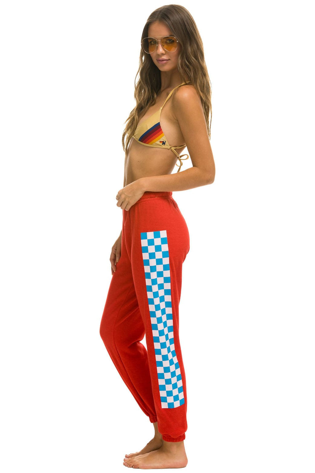 Classic CHECK LEG SWEATPANTS - RED WHITE BLUE