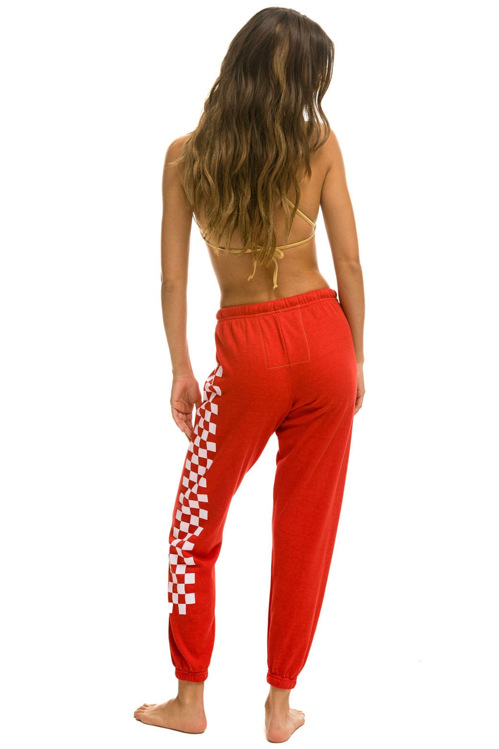 Classic CHECK LEG SWEATPANTS - RED WHITE