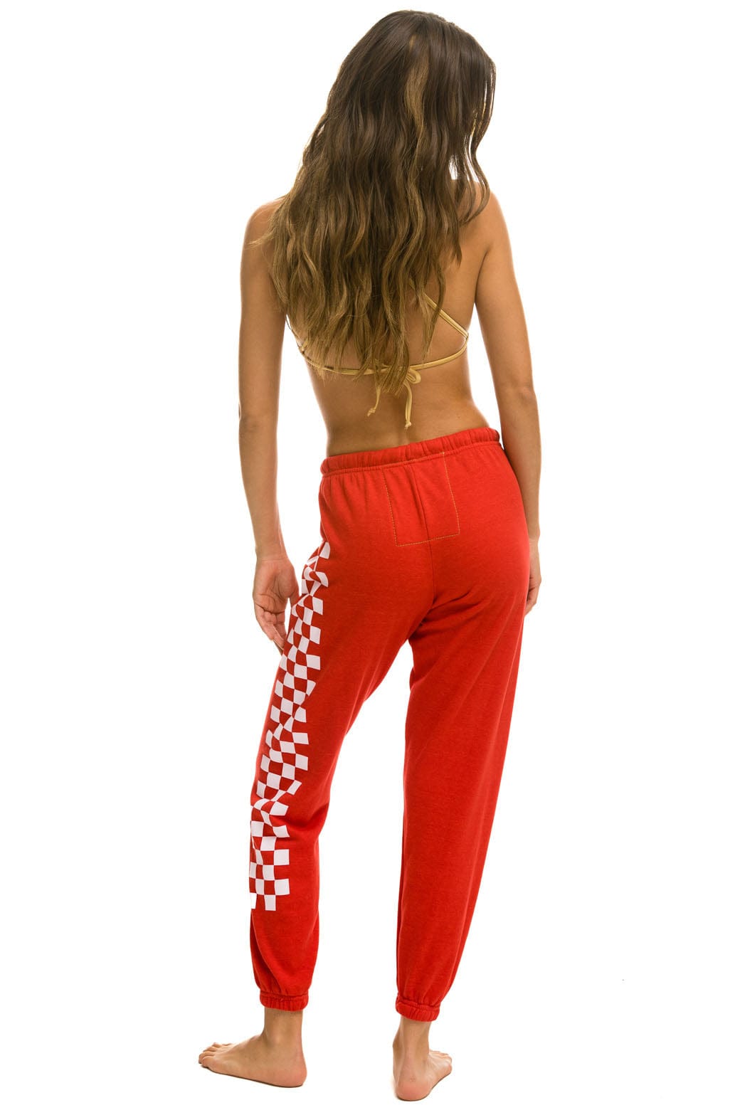 Classic CHECK LEG SWEATPANTS - RED WHITE