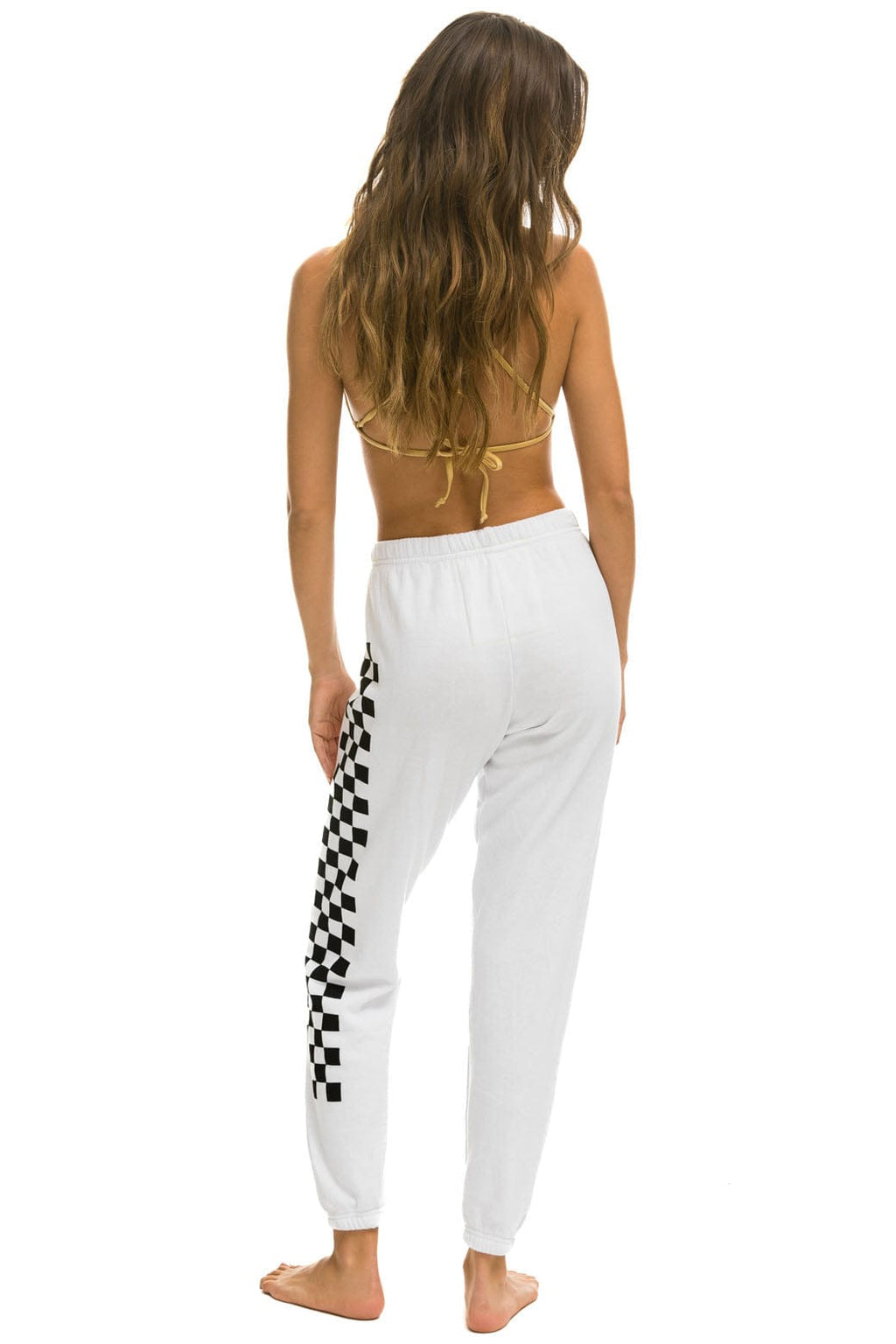 Classic CHECK LEG SWEATPANTS - WHITE