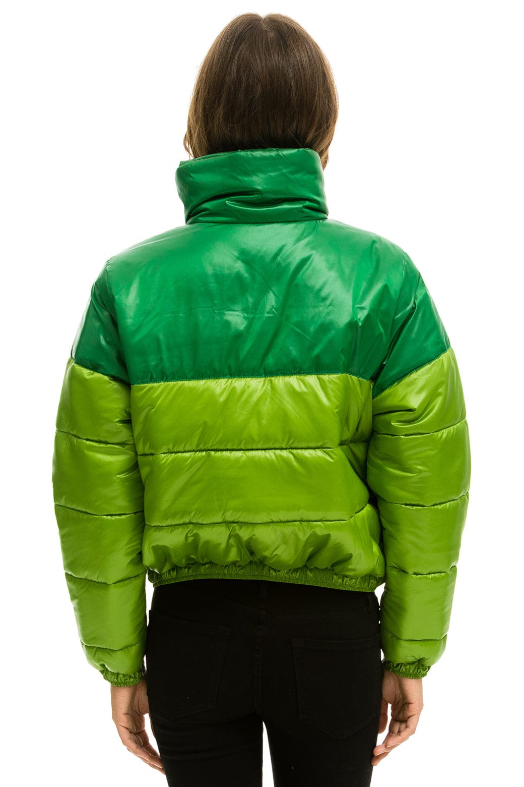 Classic COLOR BLOCK HALF AND HALF APRES PUFFER JACKET - AMAZON GLOSSY