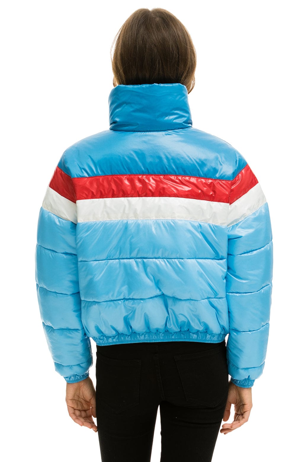 Classic COLOR BLOCK LUXE APRES PUFFER JACKET - SKY GLOSSY