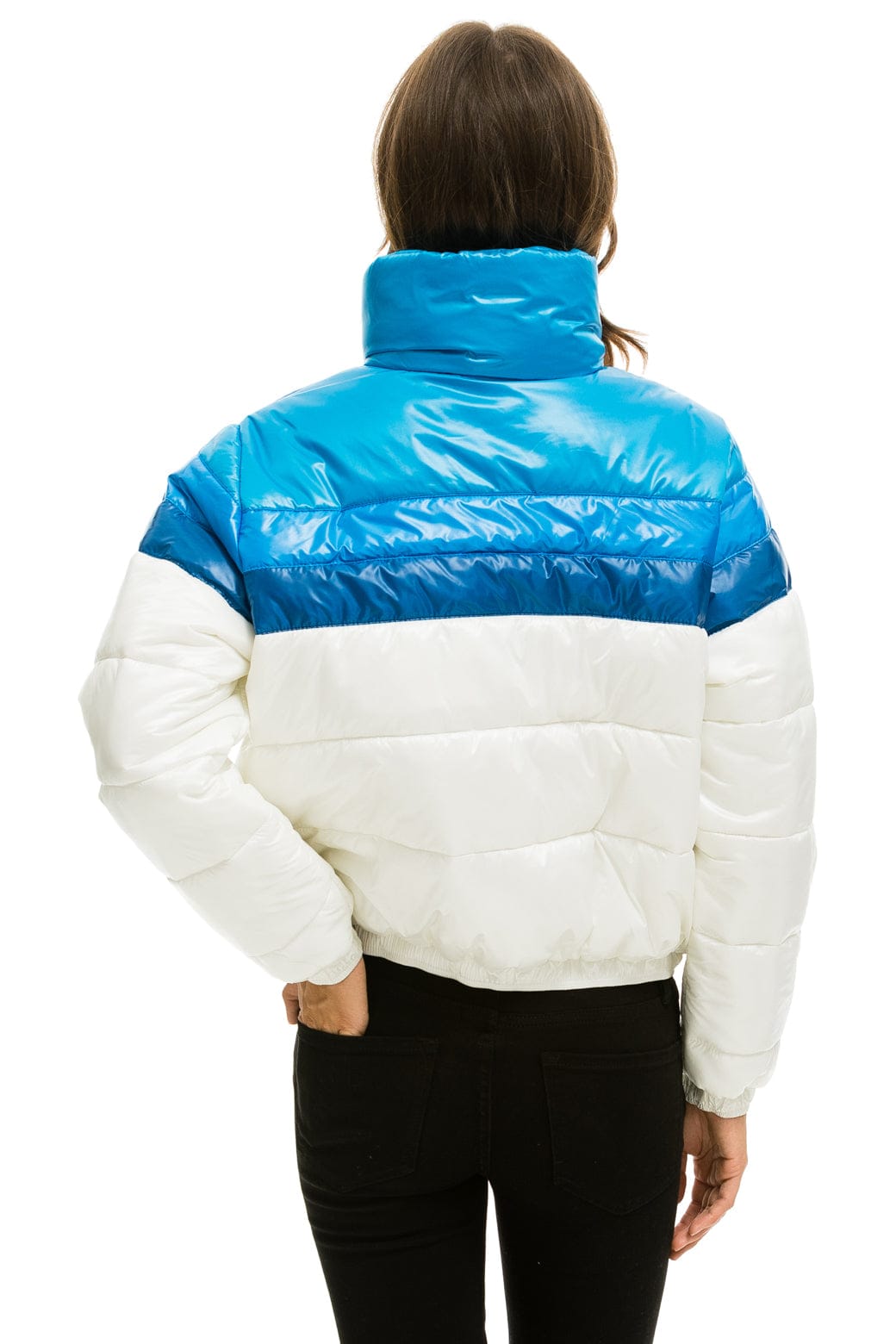 Classic COLOR BLOCK LUXE APRES PUFFER JACKET - GLOSSY WHITE DRESDEN