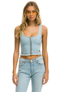 Classic DENIM TOP ZIP FRONT BUSTIER - SUPER LIGHT