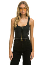 Classic DENIM TOP ZIP FRONT BUSTIER - VINTAGE BLACK