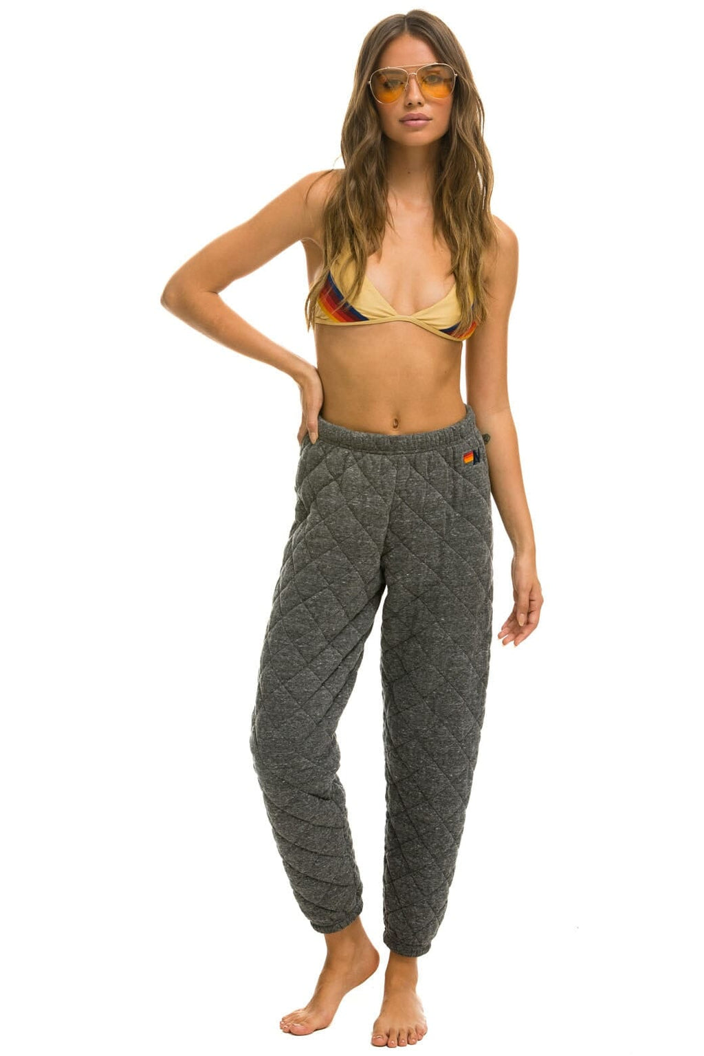 Classic QUILTED SWEATPANTS - HEATHER GREY