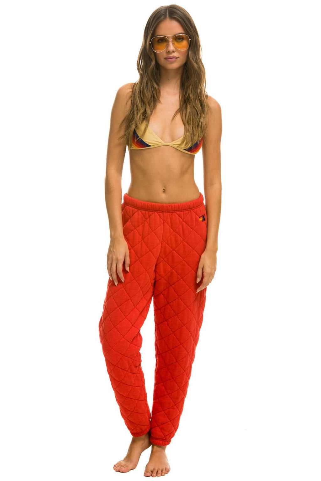 Classic QUILTED SWEATPANTS - RED