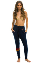 Classic RAINBOW 4 STRIPE CASHMERE RELAXED FIT PANT - MIDNIGHT