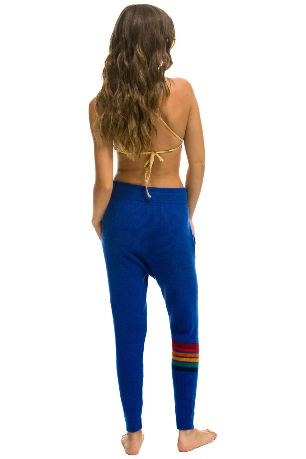 Classic RAINBOW 6 STRIPE CASHMERE RELAXED FIT PANT - LAPIS