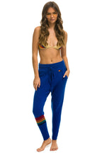 Classic RAINBOW 6 STRIPE CASHMERE RELAXED FIT PANT - LAPIS