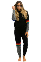 Classic RAINBOW STRIPE CASHMERE LIGHT SWEATER PANT - BLACK CHARCOAL