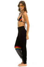 Classic RAINBOW STRIPE CASHMERE LIGHT SWEATER PANT - BLACK CHARCOAL