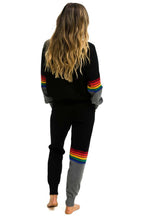Classic RAINBOW STRIPE CASHMERE LIGHT SWEATER PANT - BLACK CHARCOAL
