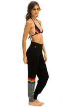 Classic RAINBOW STRIPE CASHMERE LIGHT SWEATER PANT - BLACK CHARCOAL