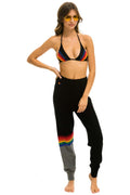 Classic RAINBOW STRIPE CASHMERE LIGHT SWEATER PANT - BLACK CHARCOAL