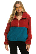 Classic TEDDY APRES HALF ZIP COLOR BLOCK JACKET - CHERRY