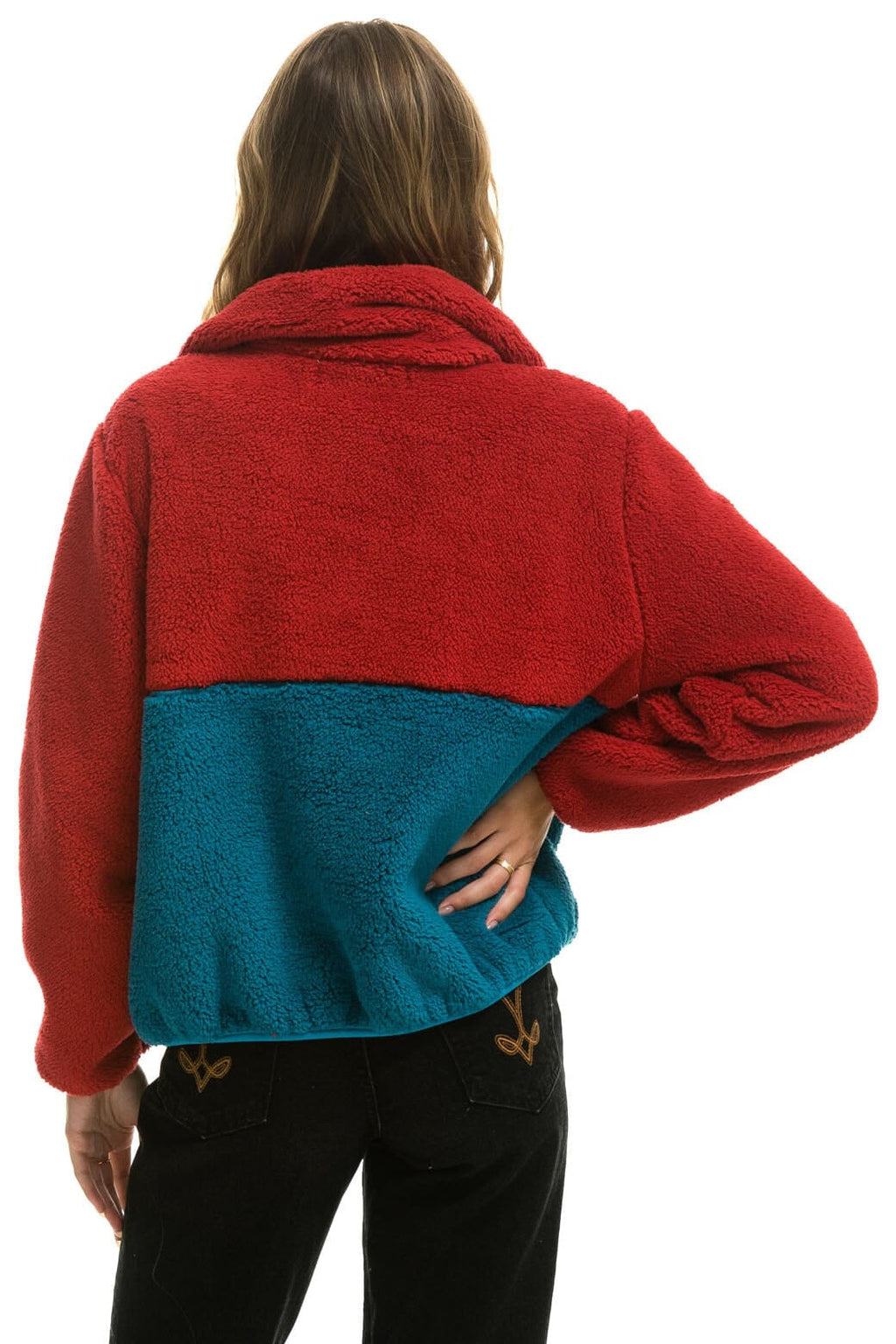 Classic TEDDY APRES HALF ZIP COLOR BLOCK JACKET - CHERRY