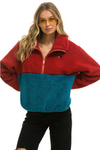 Classic TEDDY APRES HALF ZIP COLOR BLOCK JACKET - CHERRY