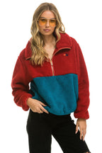 Classic TEDDY APRES HALF ZIP COLOR BLOCK JACKET - CHERRY