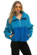 Classic TEDDY APRES HALF ZIP COLOR BLOCK JACKET - OCEAN